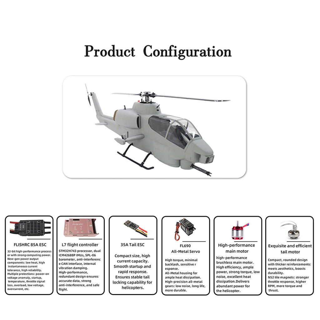 FLISHRC FL500 AH-1 Cobra Large-Scale GPS RC Helicopter – Precision Flight. Realistic Power