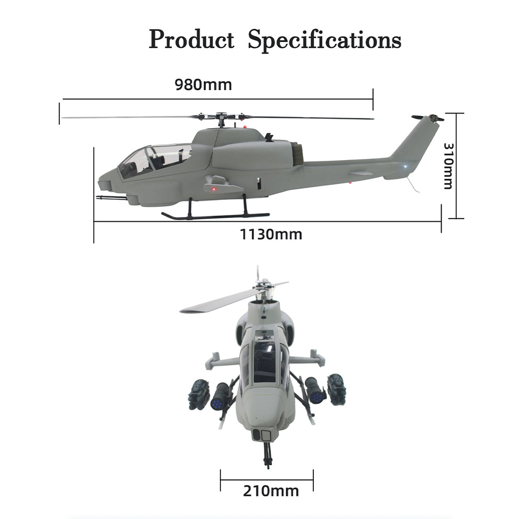 FLISHRC FL500 AH-1 Cobra Large-Scale GPS RC Helicopter – Precision Flight. Realistic Power